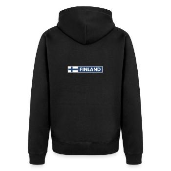 Finland National Flag - Unisex Premium Organic Zip Hoodie - black - Back - Nico (187cm)