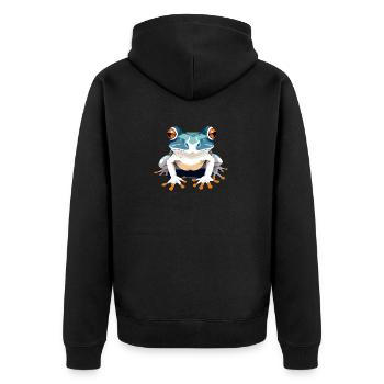 Frosch-Vektor-Kunst mit lebendigen Farben Illustration - Unisex Premium Bio Zip Hoodie - Schwarz - Hinten - Nico (187cm)