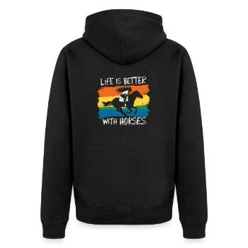 Horses make life more beautiful - Unisex Premium Organic Zip Hoodie - black - Back - Nico (187cm)