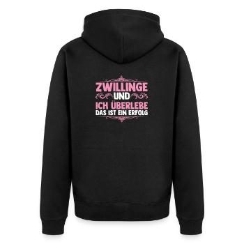 Mama Von Zwillingen - Unisex Premium Bio Zip Hoodie - Schwarz - Hinten - Nico (187cm)