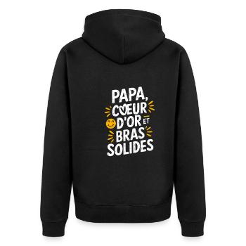Papa Cœur d'or et Bras Solides - Veste à capuche bio Premium Unisexe - noir - Dos - Nico (187cm)
