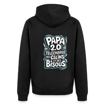 Papa 2.0 télécharge des câlins et des bisous - Veste à capuche bio Premium Unisexe - noir - Dos - Nico (187cm)