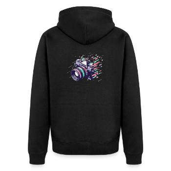 Appareil photo numérique Glitch - Art de la photographie rétro - Veste à capuche bio Premium Unisexe - noir - Dos - Nico (187cm)