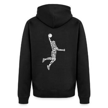 Basketball Symbols Dunking Boys Basketball Players - Unisex Premium Organic Zip Hoodie - black - Back - Nico (187cm)