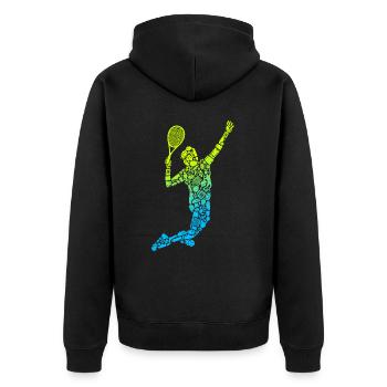Tennis Symbole Tennistrainer Jungen Tennisspieler - Unisex Premium Bio Zip Hoodie - Schwarz - Hinten - Nico (187cm)