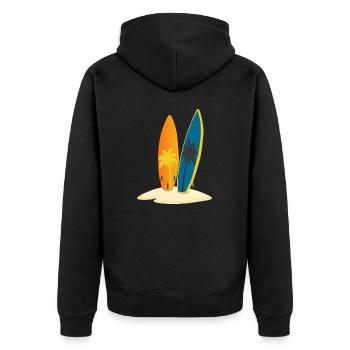 Surfen! - Unisex Premium Bio Zip Hoodie - Schwarz - Hinten - Nico (187cm)