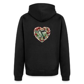 Coeur de Noël rouge et vert. - Veste à capuche bio Premium Unisexe - noir - Dos - Nico (187cm)