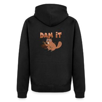 Dam It Rodent Beaver Animal - Unisex Premium Organic Zip Hoodie - black - Back - Nico (187cm)