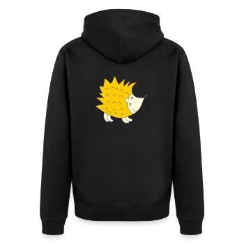 igel gelb - Unisex Premium Bio Zip Hoodie - Schwarz - Hinten - Nico (187cm)