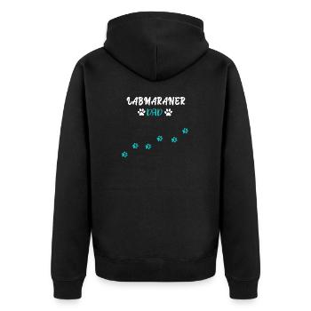 Labmaraner Dad I Labrador Weimaraner Mix - Unisex Premium Bio Zip Hoodie - Schwarz - Hinten - Nico (187cm)