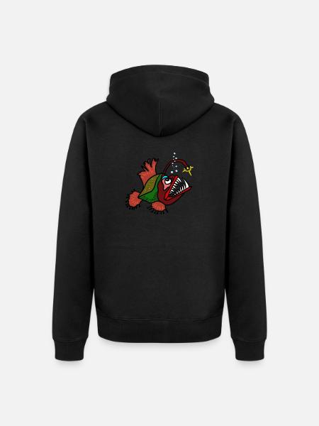 Anglerfisch - Unisex Premium Bio Zip Hoodie - Schwarz