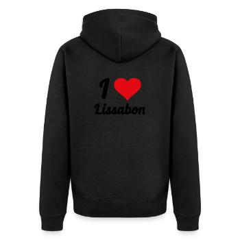 I Love Lissabon - Unisex Premium Bio Zip Hoodie - Schwarz - Hinten - Nico (187cm)