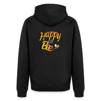 Glücklich zu sein - Unisex Premium Bio Zip Hoodie - Schwarz - Hinten - Nico (187cm)