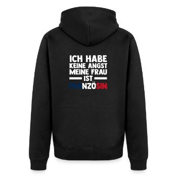 French French France - Unisex Premium Organic Zip Hoodie - black - Back - Nico (187cm)