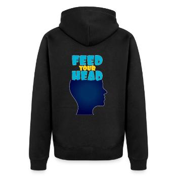 Feed your head - füttere Deinen Kopf - Unisex Premium Organic Zip Hoodie - black - Back - Nico (187cm)