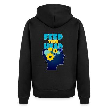 Feed your head - füttere Deinen Kopf - Unisex Premium Organic Zip Hoodie - black - Back - Nico (187cm)