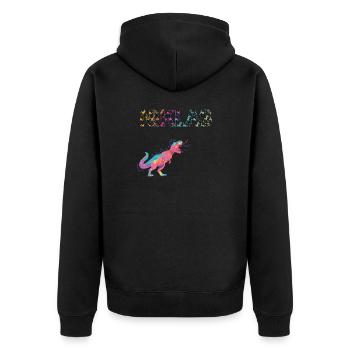 NIKLAS - Beautiful boy name with dinosaur - Unisex Premium Organic Zip Hoodie - black - Back - Nico (187cm)