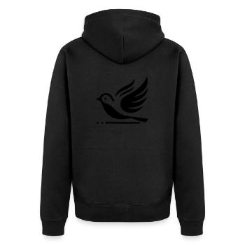 Dove - Unisex Premium Organic Zip Hoodie - black - Back - Nico (187cm)