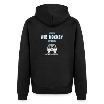 Air Hockey Spieler Bester Airhockey Hockeyspieler - Unisex Premium Bio Zip Hoodie - Schwarz - Hinten - Nico (187cm)