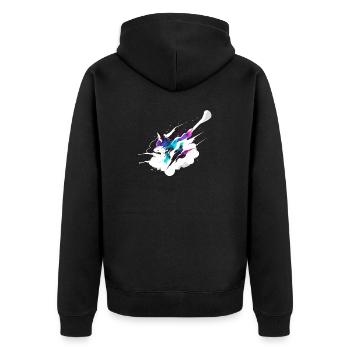 Cosmic Fox - Unisex Premium Organic Zip Hoodie - black - Back - Nico (187cm)