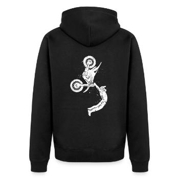 Dirt Biker Kids Motorcycle Men's Motocross Boys - Unisex Premium Organic Zip Hoodie - black - Back - Nico (187cm)