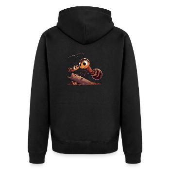 Ameisenmutter spielt mit Kindern - Unisex Premium Bio Zip Hoodie - Schwarz - Hinten - Nico (187cm)