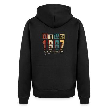 Vintage 1967: Limited Edition - 58th Anniversary. - Unisex Premium Organic Zip Hoodie - black - Back - Nico (187cm)
