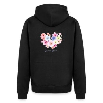 Love in Bloom Flower Design - Unisex Premium Organic Zip Hoodie - black - Back - Nico (187cm)