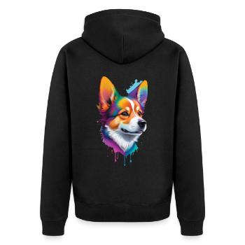 Dog Welsh Corgi Pembroke Dogs Design Pedigree Dog - Unisex Premium Organic Zip Hoodie - black - Back - Nico (187cm)