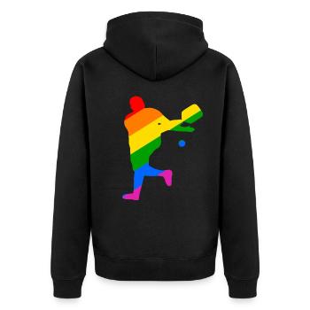 LGBTQIA+ Pickleball - Unisex Premium Bio Zip Hoodie - Schwarz - Hinten - Nico (187cm)