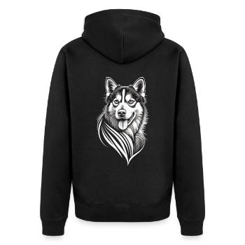 Pure elegance: The Husky in white - Unisex Premium Organic Zip Hoodie - black - Back - Nico (187cm)