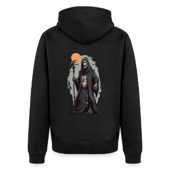 Sorcerer, Reptile, Grim Reaper, Mage, Halloween Horror - Unisex Premium Organic Zip Hoodie - black - Back - Nico (187cm)