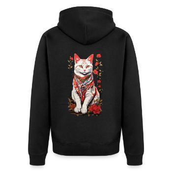 Chat Japonais Chat Mignon Art Chat Design - Veste à capuche bio Premium Unisexe - noir - Dos - Nico (187cm)