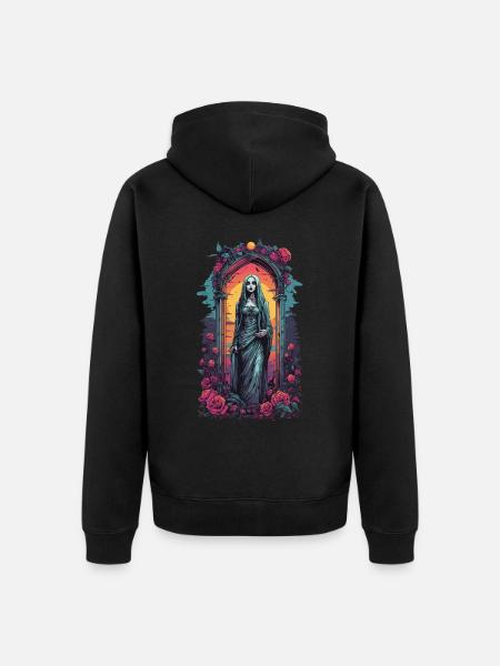 Occult Gothic Aesthetic Retro Wave Streetwear - Unisex Premium Organic Zip Hoodie - black