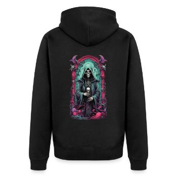 Grim Reaper Skeleton Mage Gothic Artwork - Unisex Premium Organic Zip Hoodie - black - Back - Nico (187cm)
