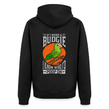 Papagei Sittich - Unisex Premium Bio Zip Hoodie - Schwarz - Hinten - Nico (187cm)