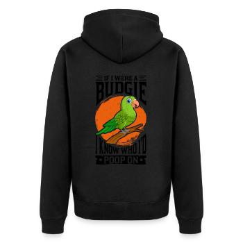 Papagei Sittich - Unisex Premium Bio Zip Hoodie - Schwarz - Hinten - Nico (187cm)
