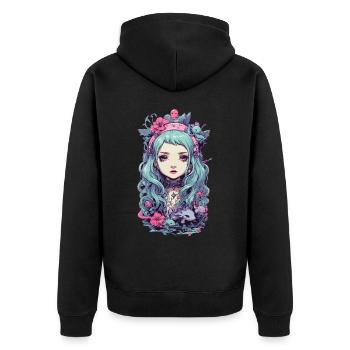 E-Girl Goth Esthétique Fantaisie Streetwear - Veste à capuche bio Premium Unisexe - noir - Dos - Nico (187cm)