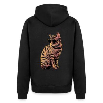 Sonnenbrille für Scottish Fold-Katzen Geschenk - Unisex Premium Bio Zip Hoodie - Schwarz - Hinten - Nico (187cm)