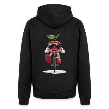 Cherry Radfahren auf dem Fahrrad Geschenk - Unisex Premium Bio Zip Hoodie - Schwarz - Hinten - Nico (187cm)