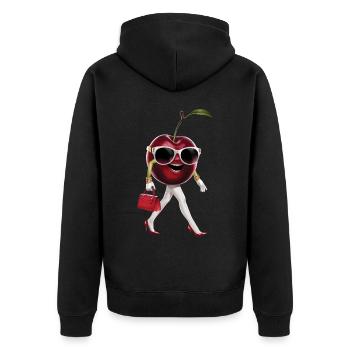 Frauen Kirsche - Unisex Premium Bio Zip Hoodie - Schwarz - Hinten - Nico (187cm)