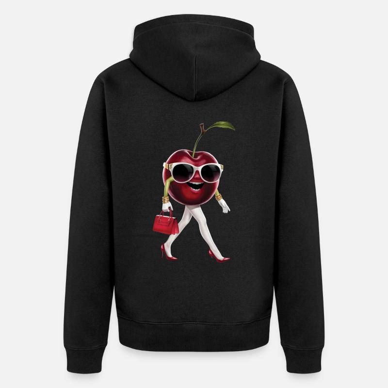 Frauen Kirsche - Unisex Premium Bio Zip Hoodie - Schwarz
