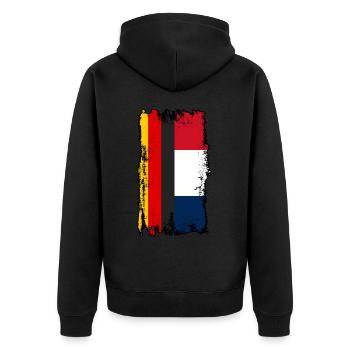 Franzosen Französisch Deutschland Frankreich - Unisex Premium Bio Zip Hoodie - Schwarz - Hinten - Nico (187cm)
