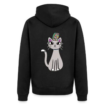 Shaman Cat Kitten Shaman Cat Kids - Unisex Premium Organic Zip Hoodie - black - Back - Nico (187cm)