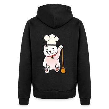 Katze Koch Köchin Köche kochen Gastgeber - Unisex Premium Bio Zip Hoodie - Schwarz - Hinten - Nico (187cm)
