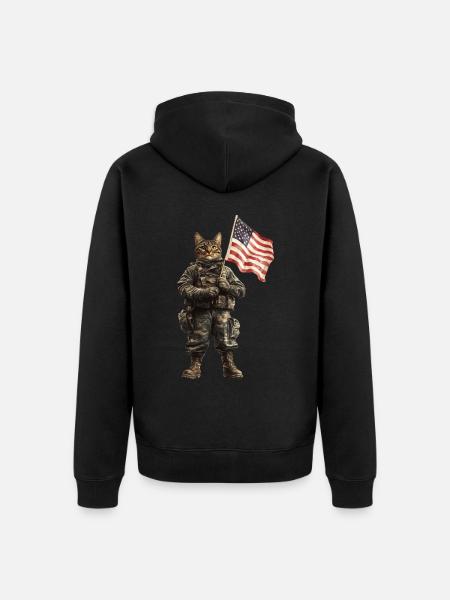 Katze - Unisex Premium Bio Zip Hoodie - Schwarz