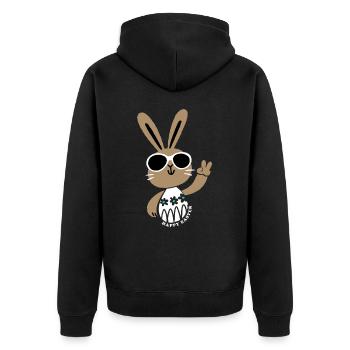 Happy Easter - Osterhase - Osterei - Geschenk - Unisex Premium Bio Zip Hoodie - Schwarz - Hinten - Nico (187cm)