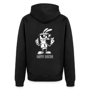 Happy Easter - Osterhase - Osterei - Geschenk - Unisex Premium Bio Zip Hoodie - Schwarz - Hinten - Nico (187cm)
