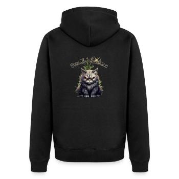 Dreadful Christmas Wütende Grummelige Katze - Unisex Premium Bio Zip Hoodie - Schwarz - Hinten - Nico (187cm)