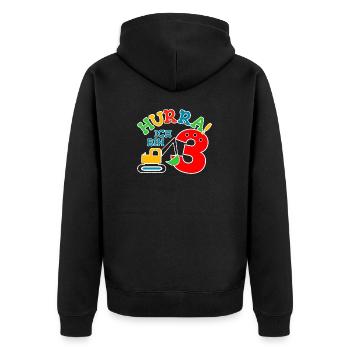 3. Geburstag Bagger - Unisex Premium Bio Zip Hoodie - Schwarz - Hinten - Nico (187cm)